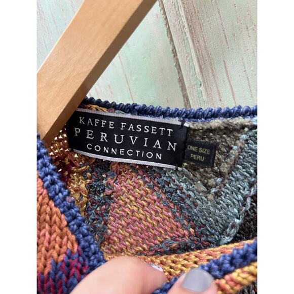 Kaffe Fassett & Peruvian Connection Pima Cotton Poncho Boho Sweater One Size - Picture 5 of 7